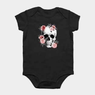 skeleton,floral,flower skull, roses Baby Bodysuit